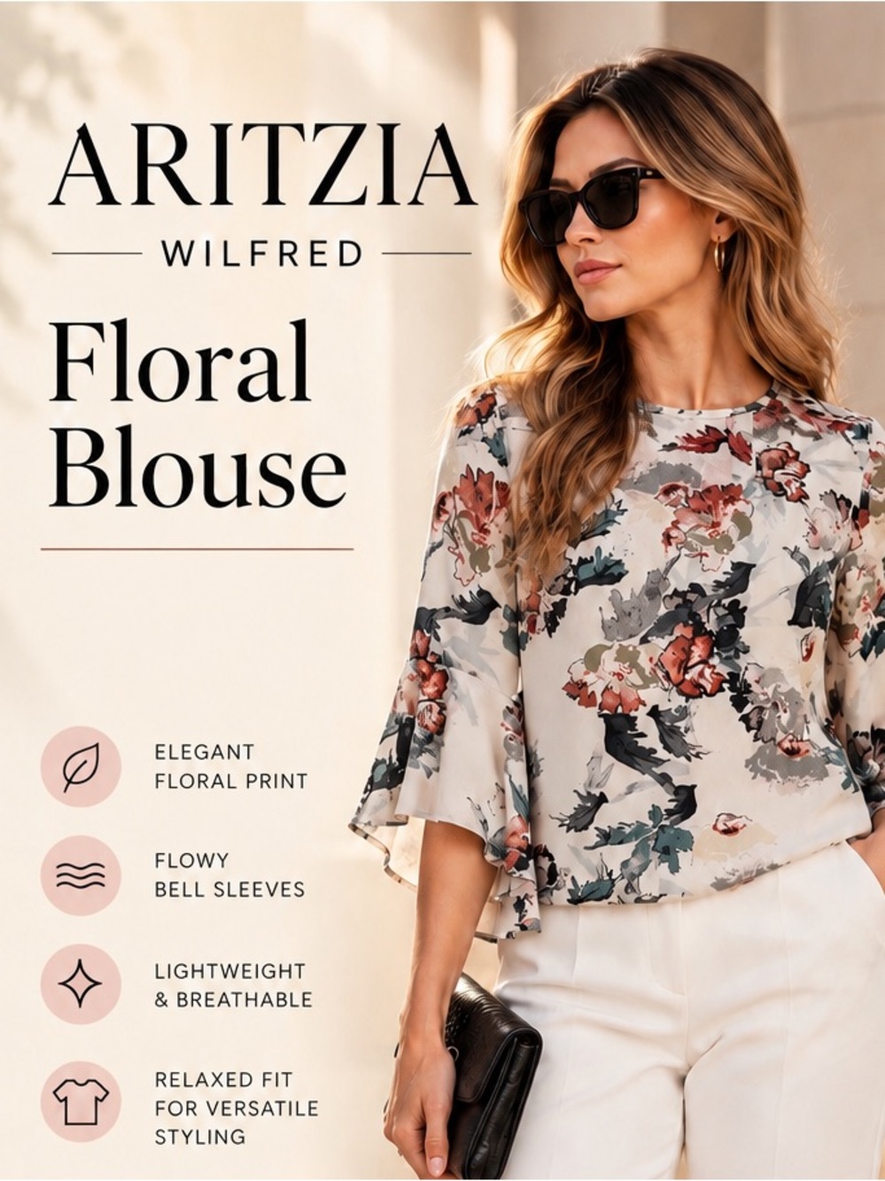 #268 Wilfred White with Flowers Short Sleeve Top